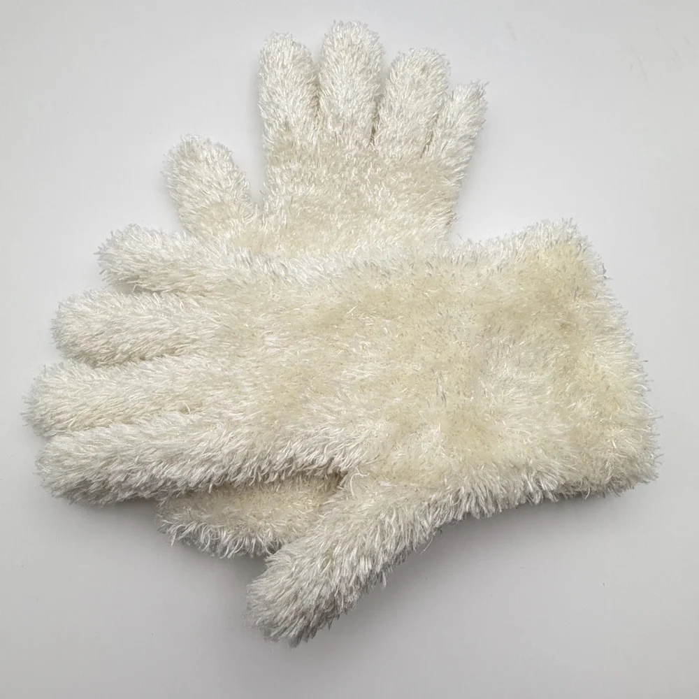 Women’s Plush Faux Fur Gloves Cream‎ Ivory Cozy Winter Cold Weather